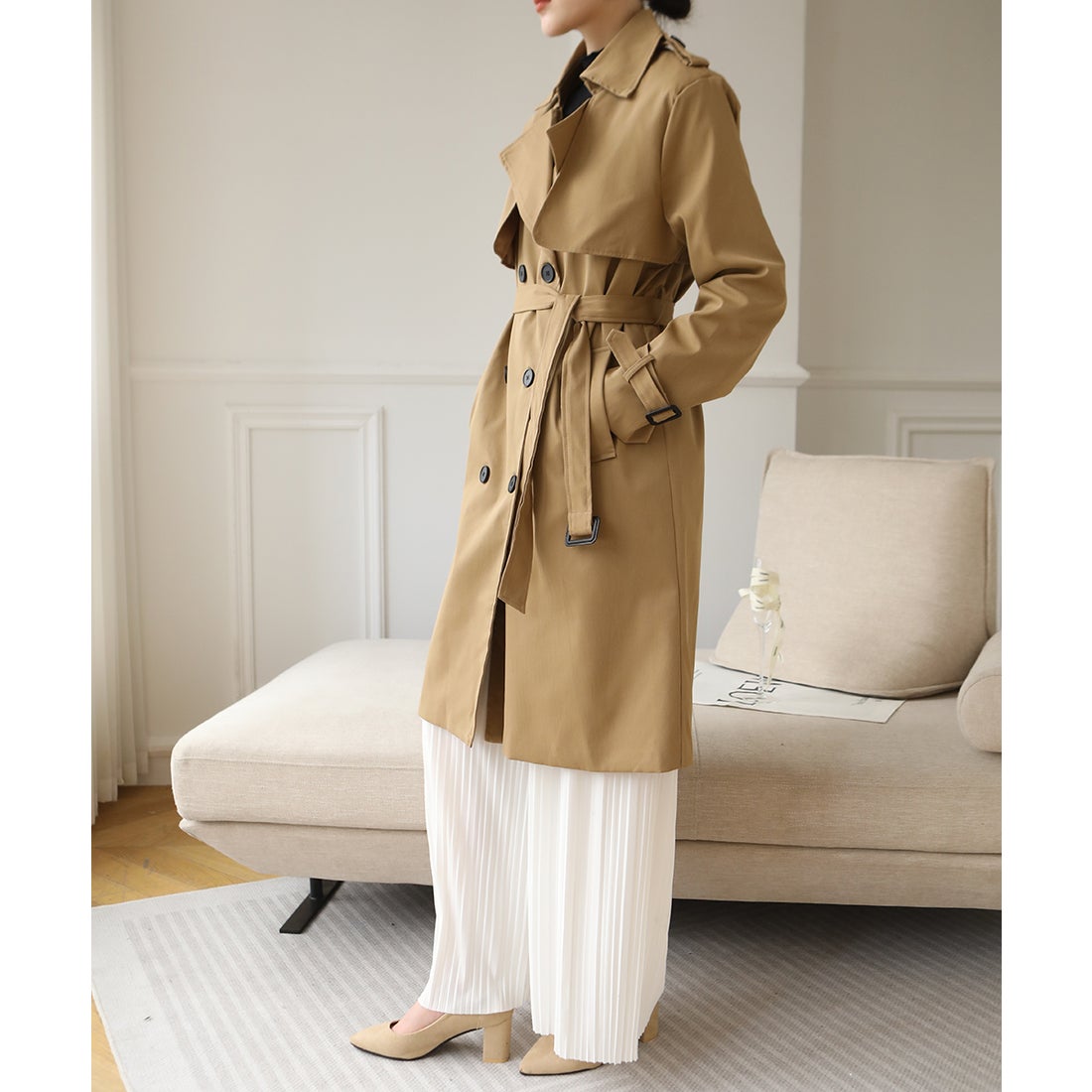フォースメント Forcement ベルト付きトレンチコート （ベージュ