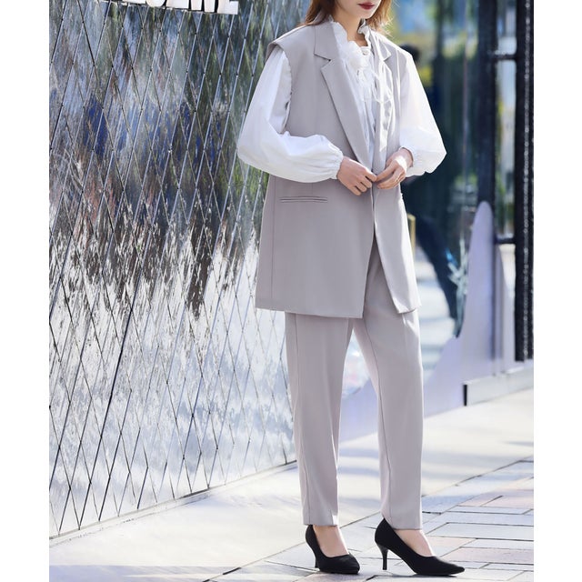 フロリア Flolia ダブルテーラードジレ ワンタックテーパードパンツ