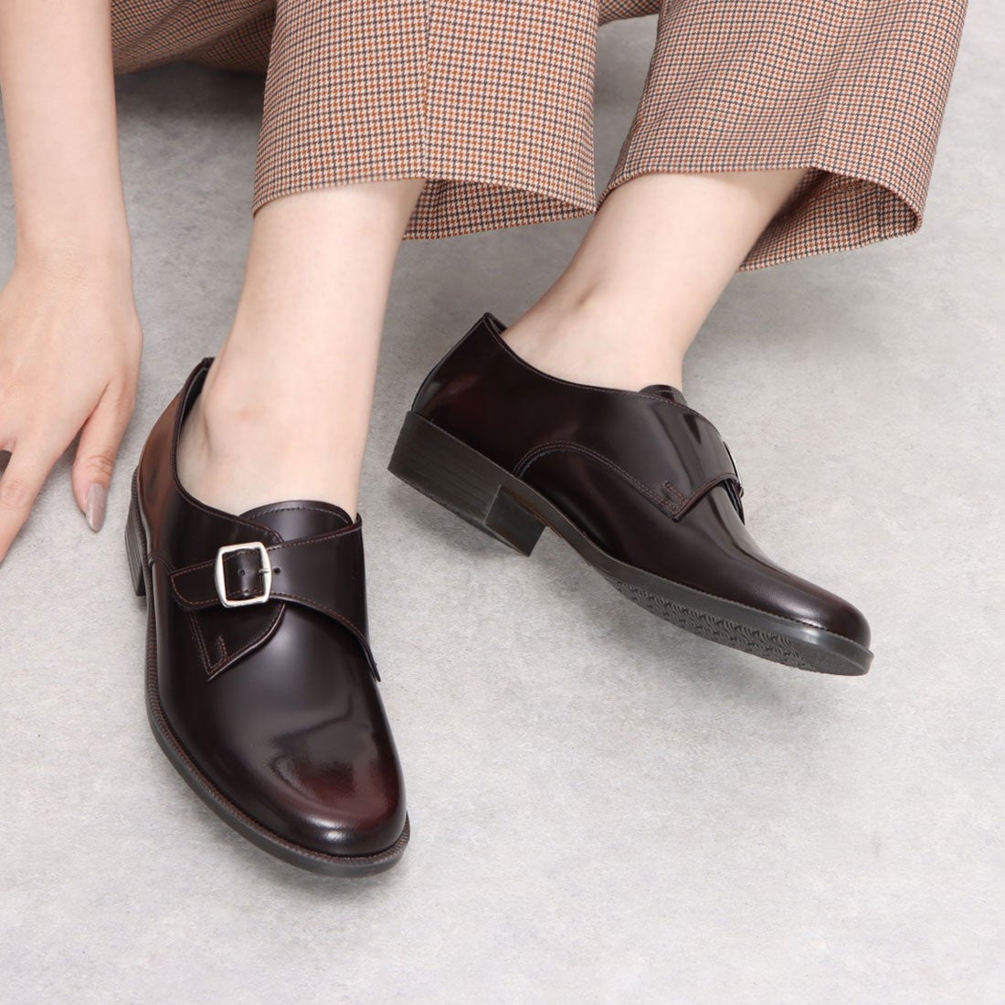 ハルタ HARUTA モンクストラップシューズ （ブラック） -靴