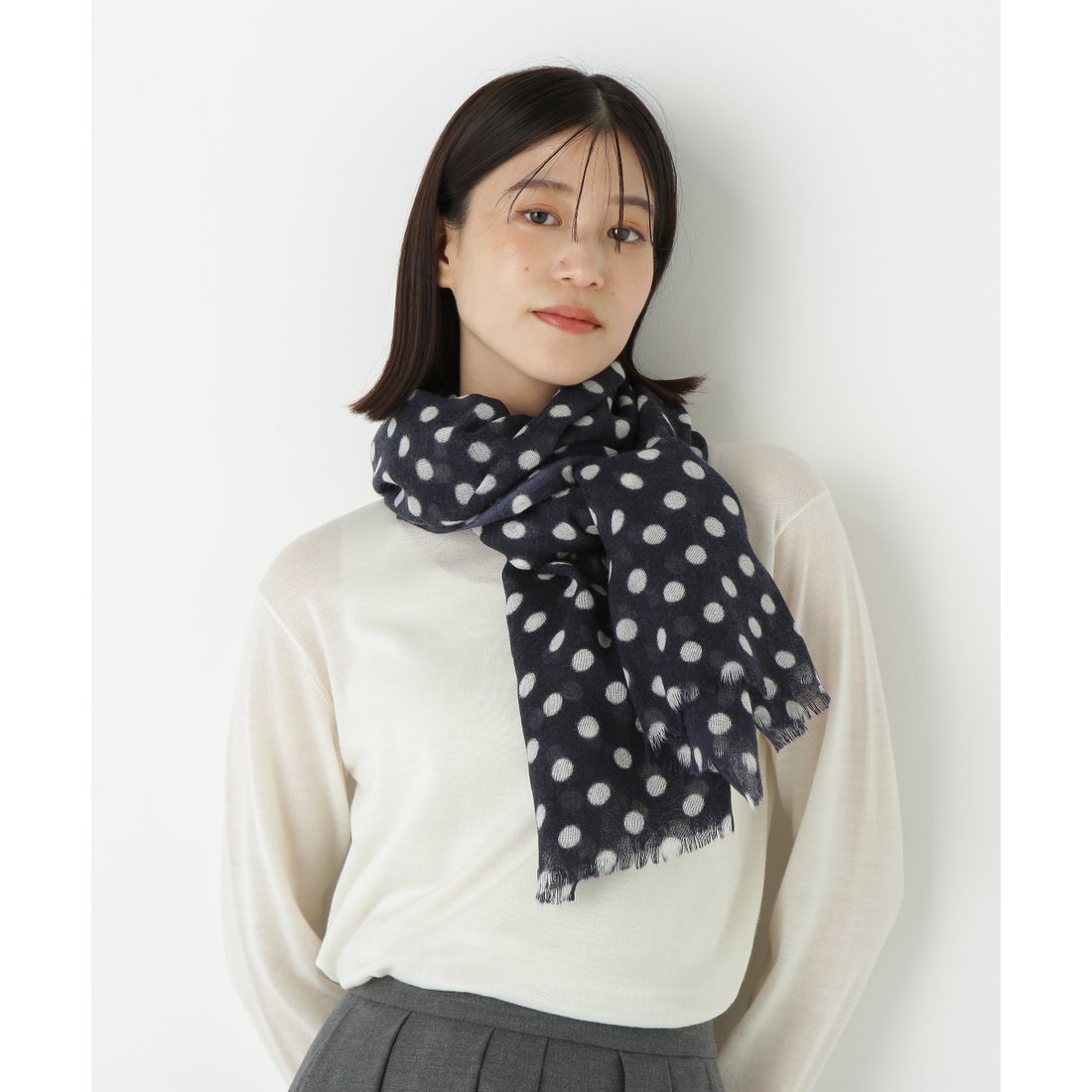 human woman ドットストール ネイビードット3 -ファッション通販