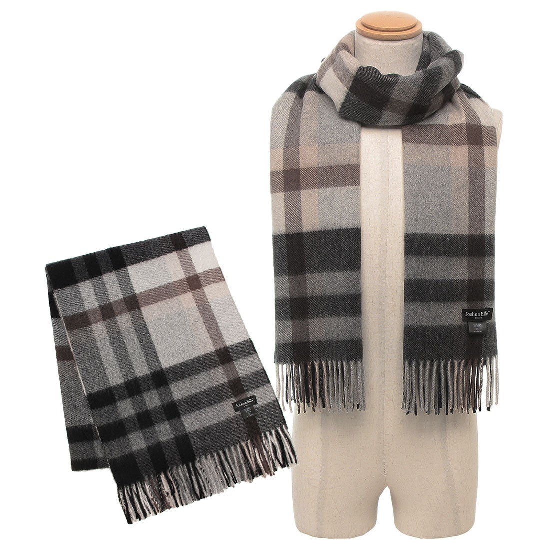 ジョシュアエリス Joshua Ellis マフラー カシミア ブラウン ブラック