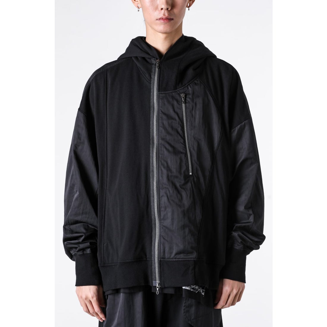 ユリウス JULIUS COTTON SWEAT ZIP Parker （BLACK） -FASCINATE