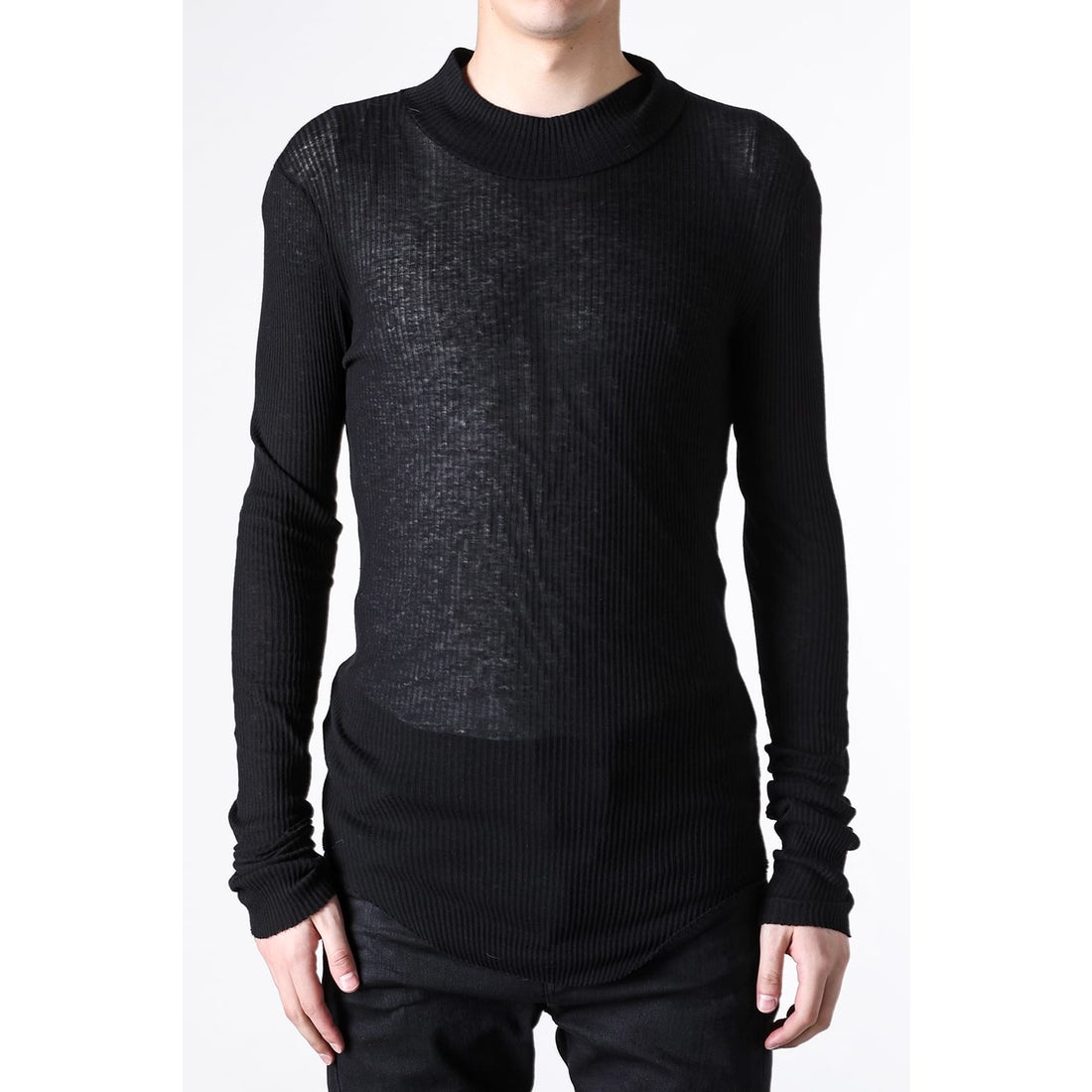 JULIUS COTTON/SILK RIB LONG SLEEVE T-SHIRT （BLACK） - Osaka