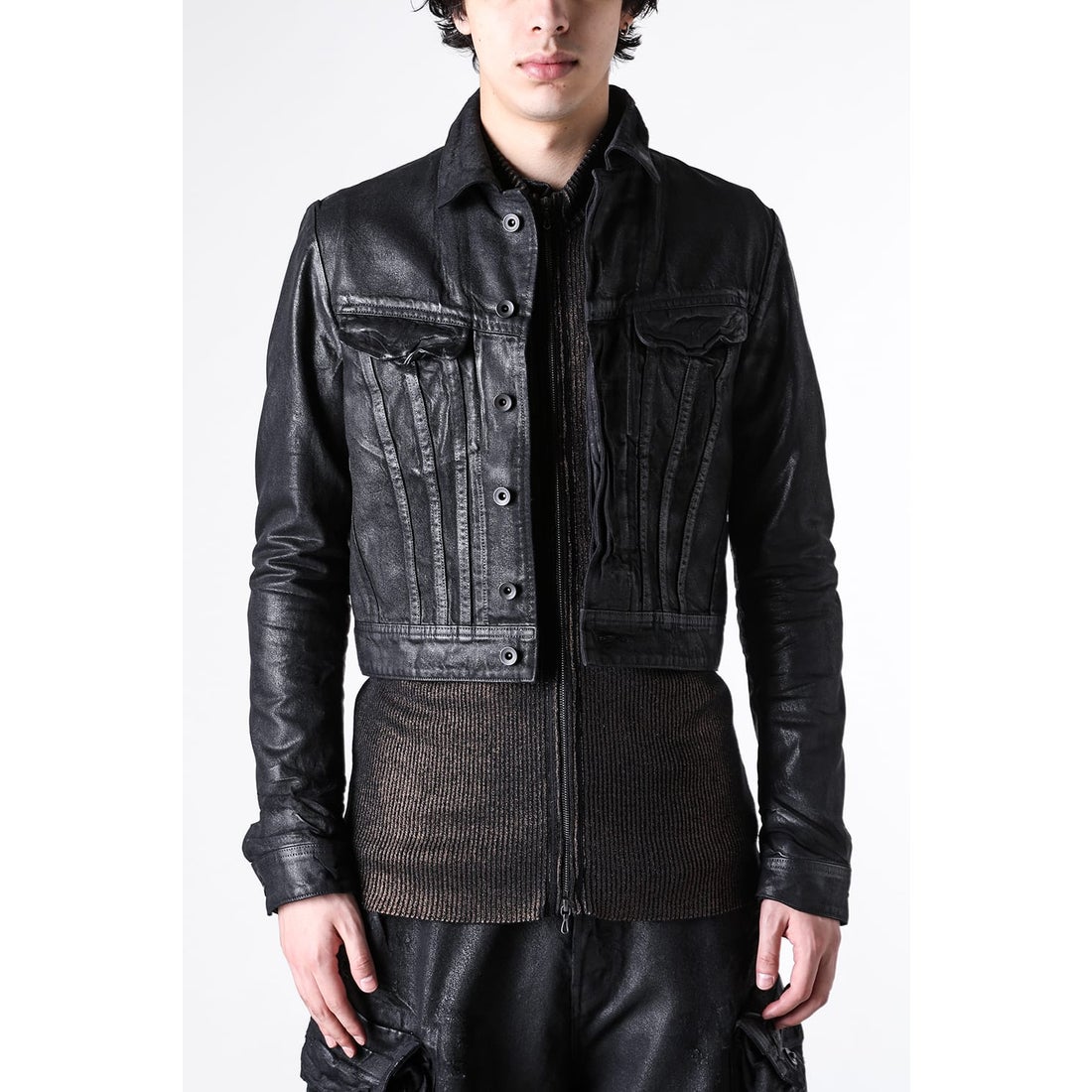 ユリウス JULIUS COATED 10oz DENIM JACKET （BLACK） -FASCINATE