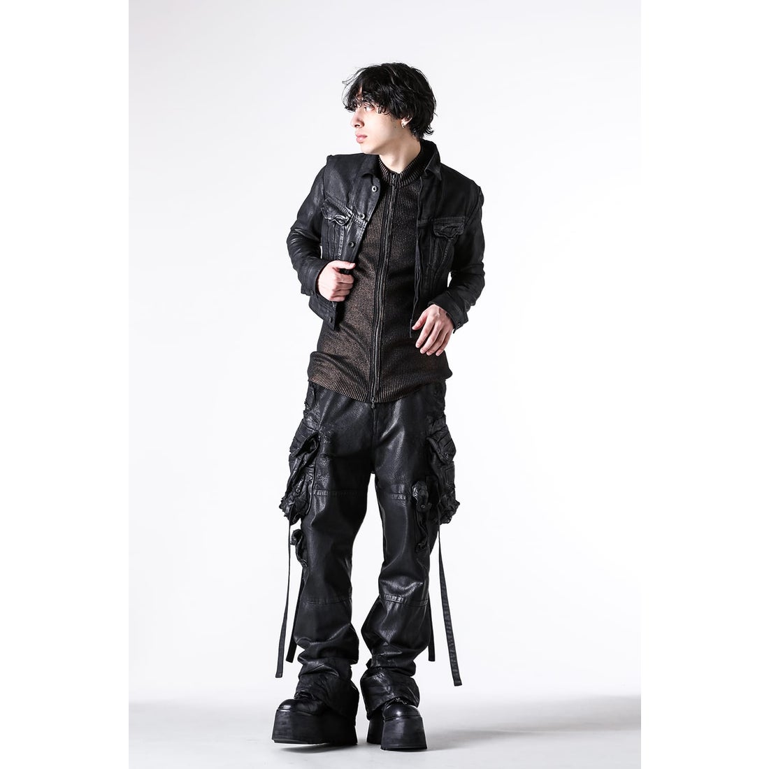 ユリウス JULIUS COATED 10oz DENIM JACKET （BLACK） -FASCINATE