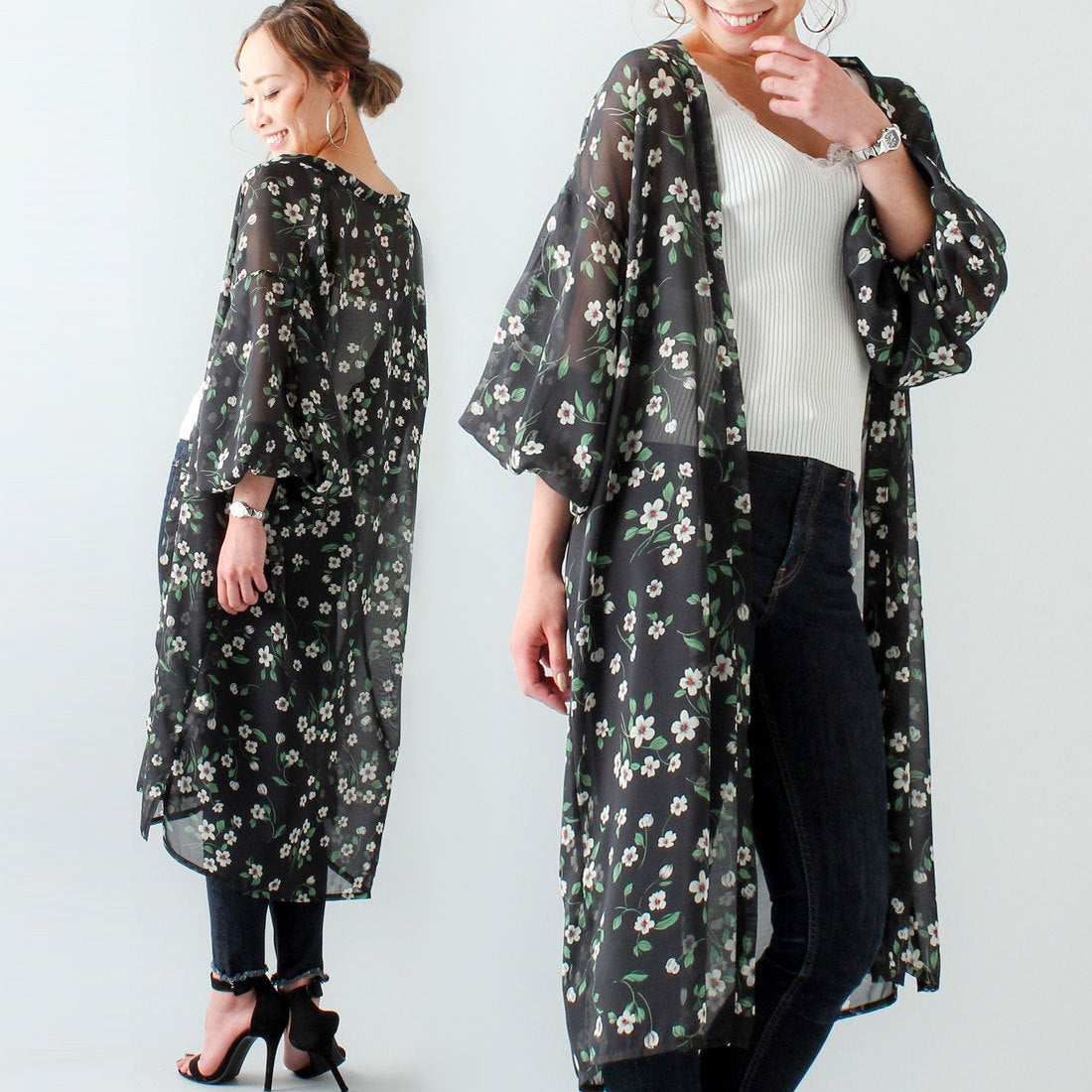 ジュノア JUNOAH ボリュームスリーブロングシフォンガウン/ロング