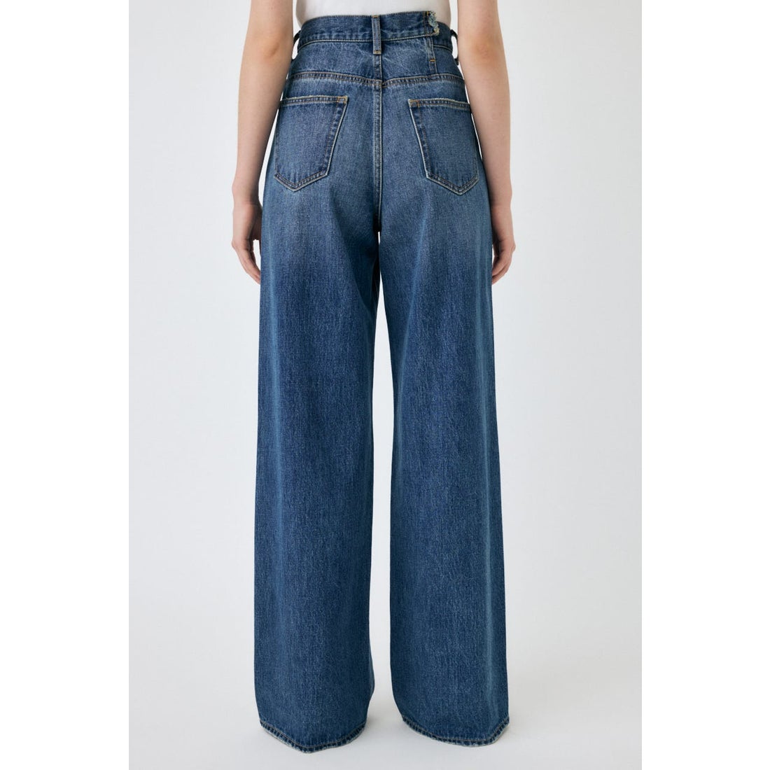 MOUSSY CROSS WAIST WIDE STRAIGHT D/BLU3 -ファッション通販 FASHION