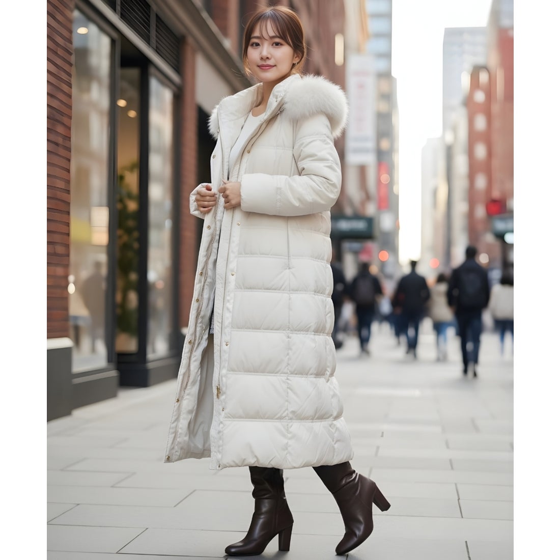 アンドクチュール AND COUTURE FOXファー付きスーパーロングダウン