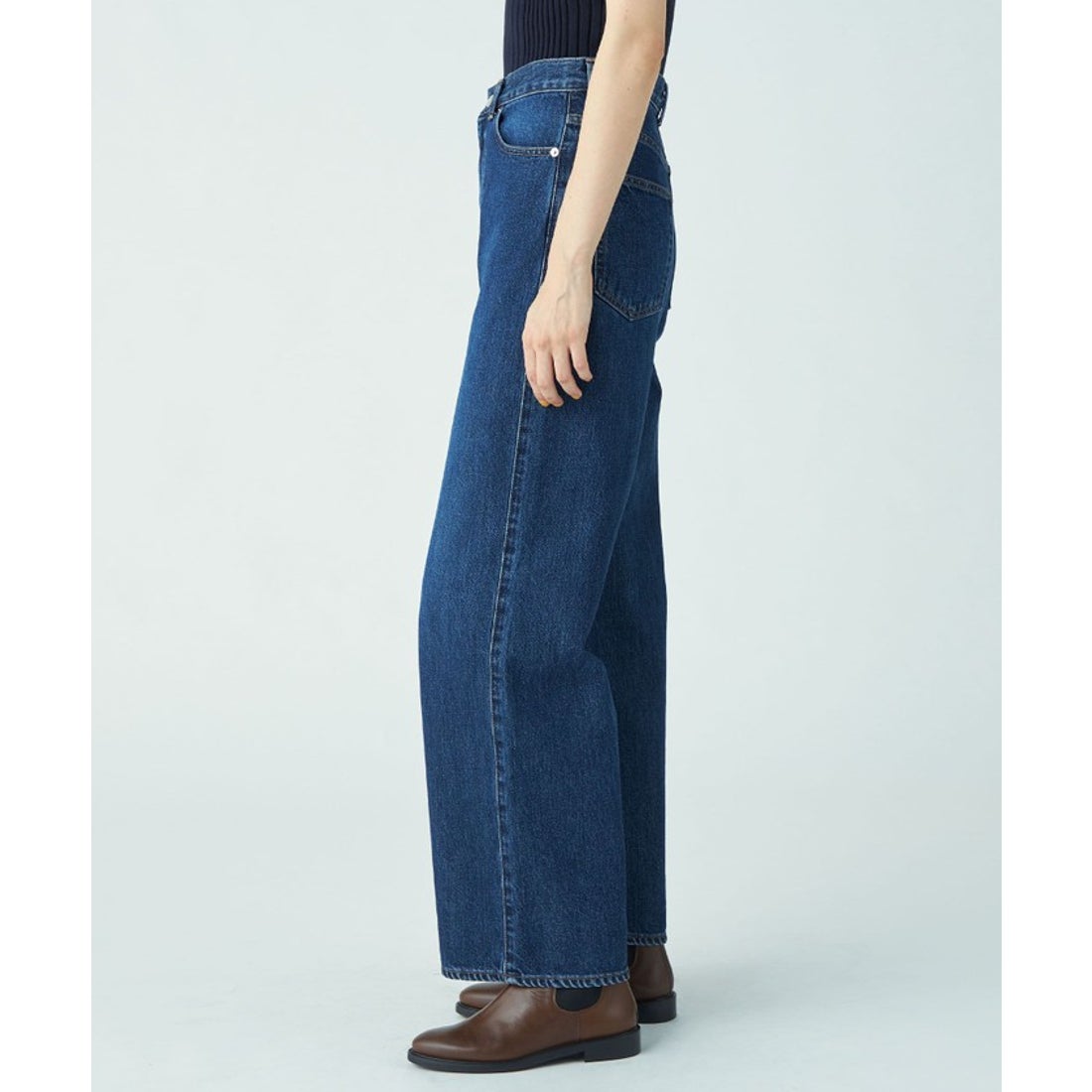 マカフィー MACPHEE デニム ワイドストレートパンツ （69 ネイビー