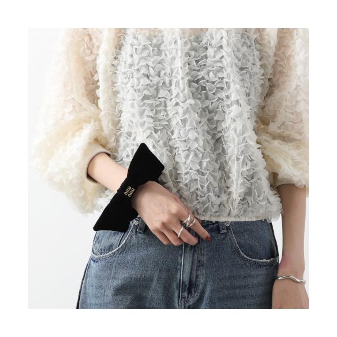 ミュウミュウ Miu Miu MIUMIU シュシュ 5IF181 068 ベルベット リボン