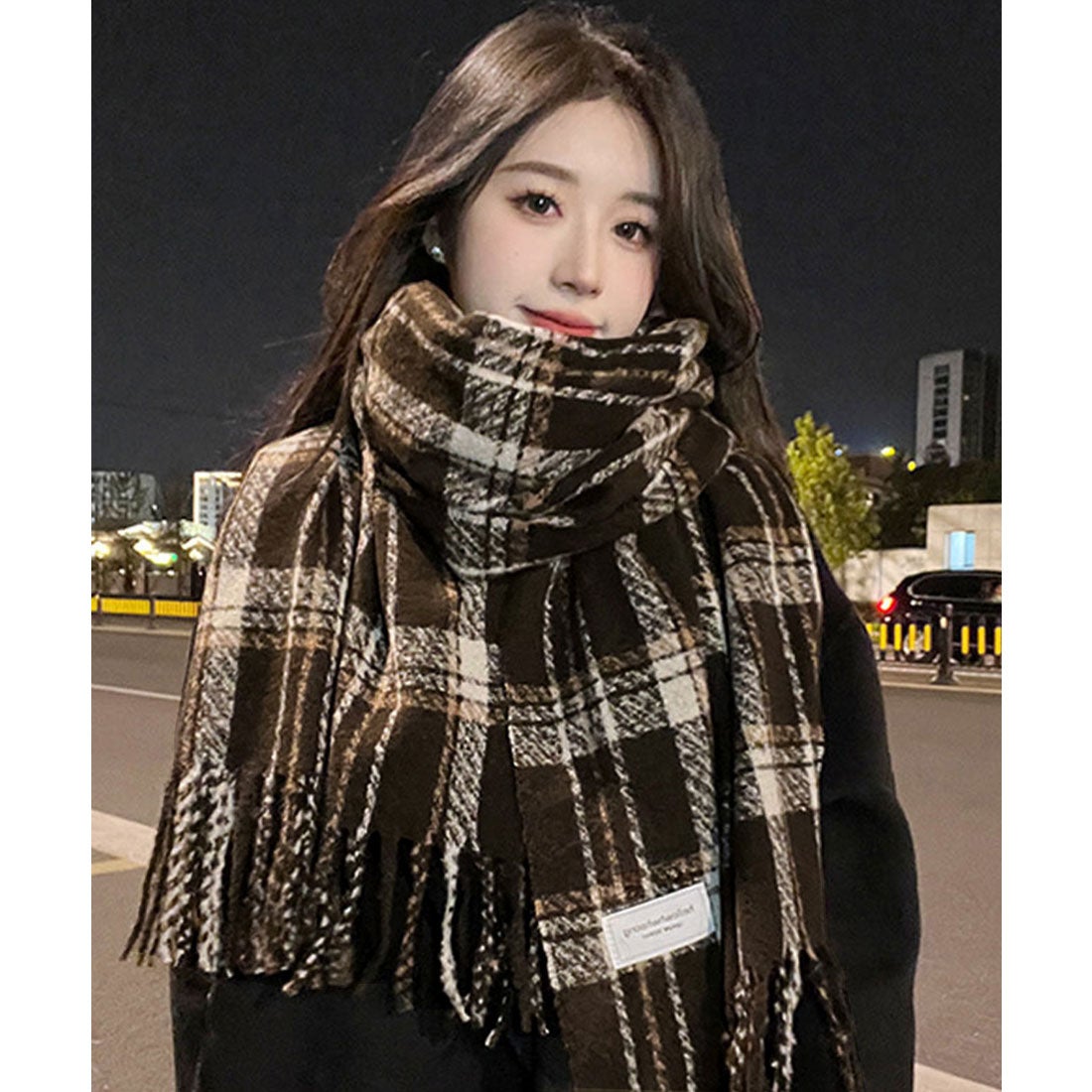 ミニミニストア miniministore チェック柄ストール 大判フリンジ