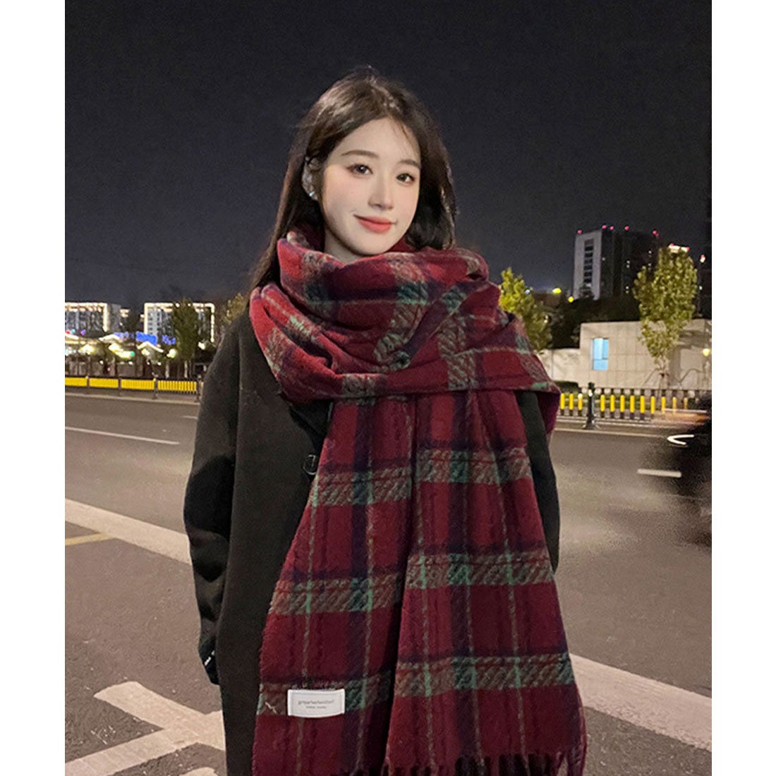 ミニミニストア miniministore チェック柄ストール 大判フリンジ