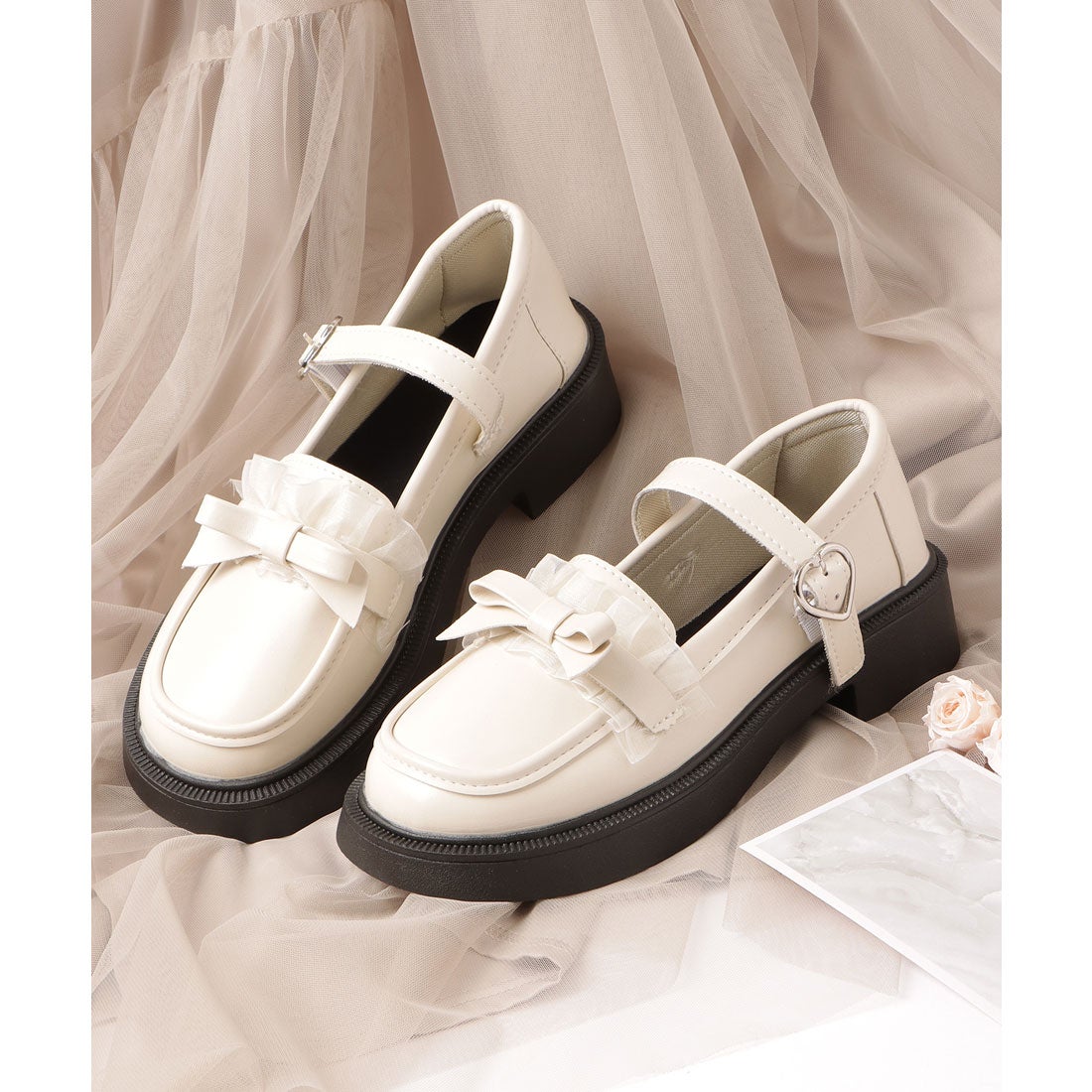 レースレディース Lace Ladies フリル リボン レザー調 ストラップ