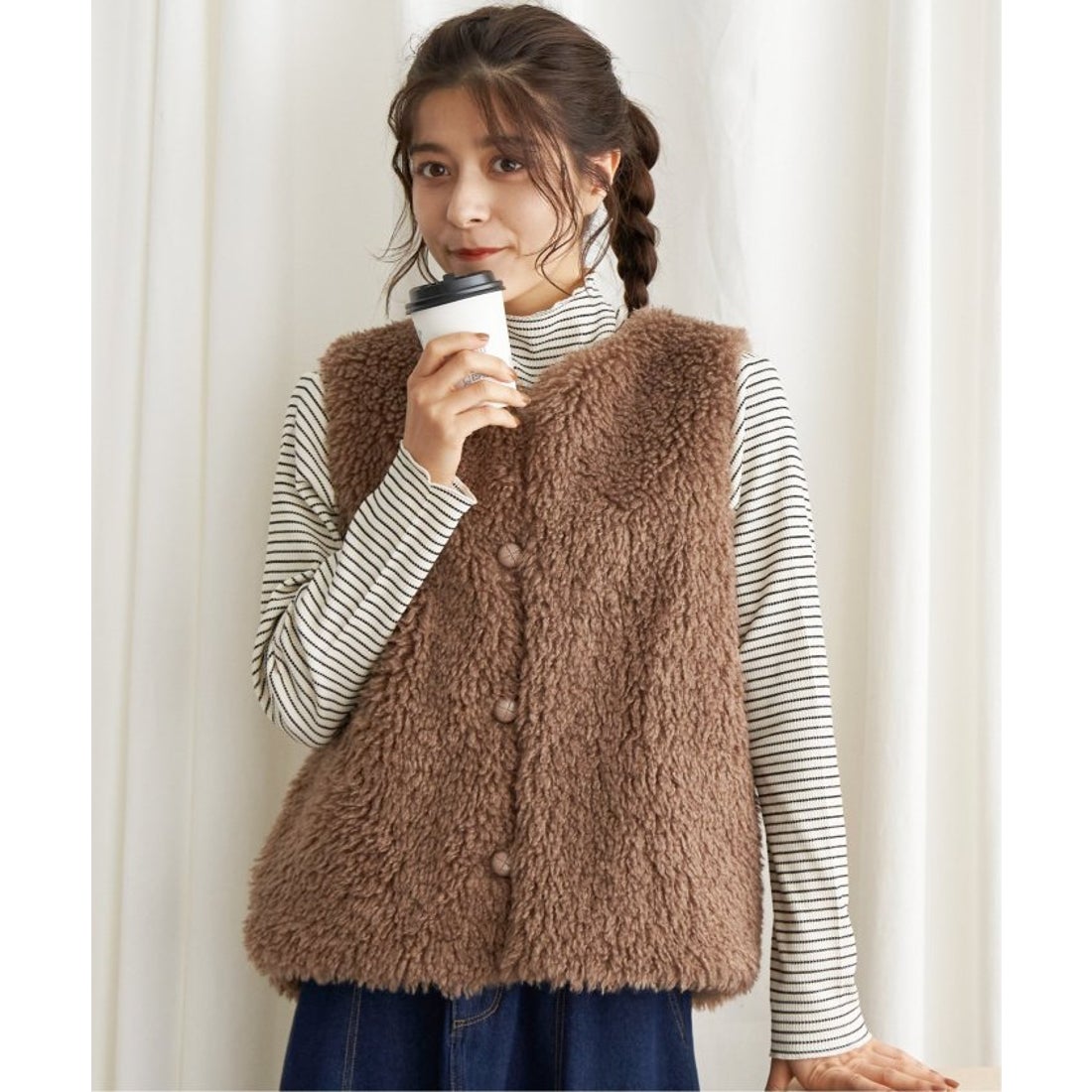 エルビーシー LBC リバーシブルボアベスト （ブラウン