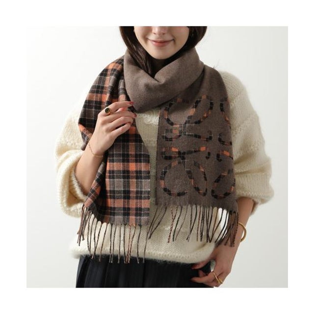 ロエベ LOEWE LOEWE マフラー FSA4SS1W01 アナグラム チェック柄