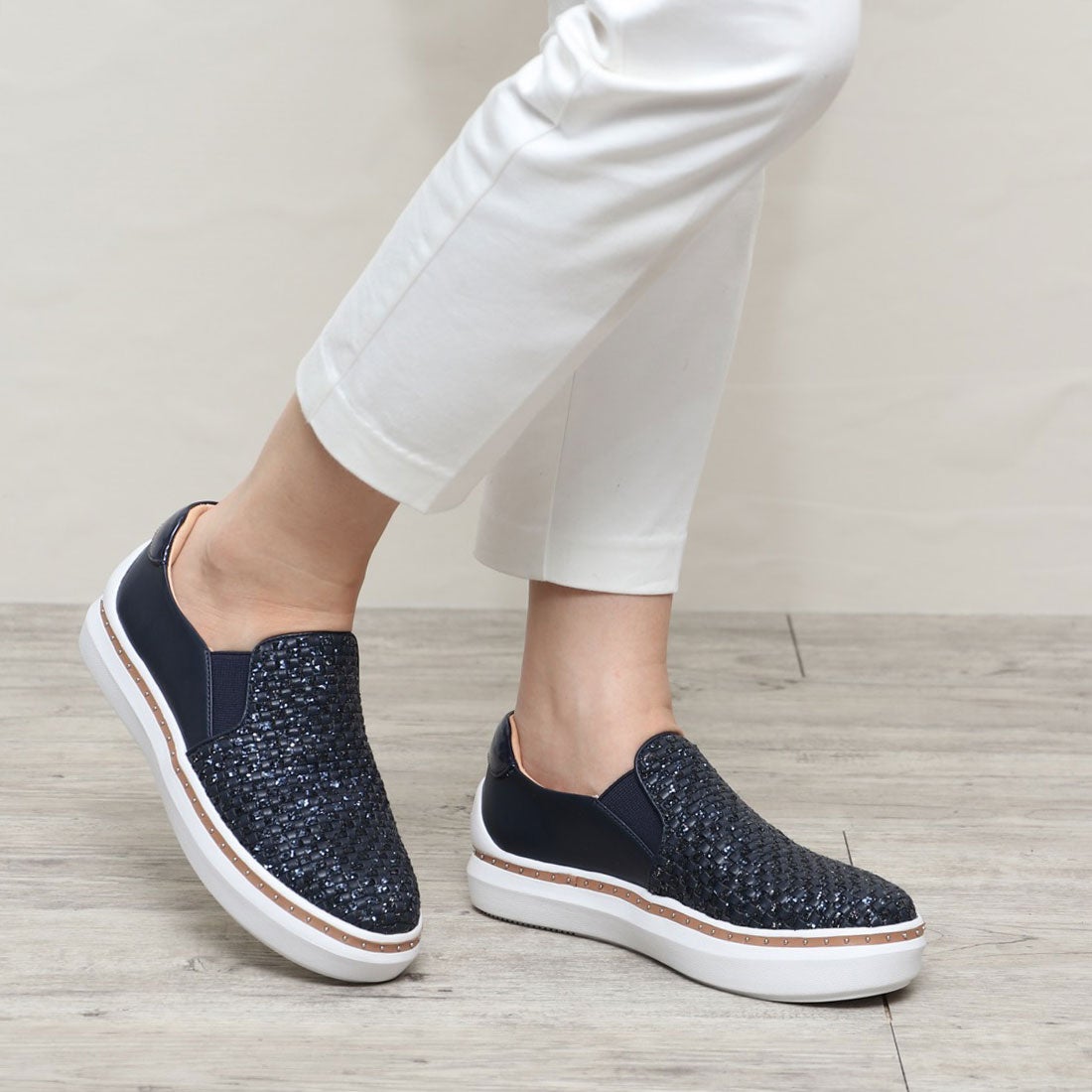 ランバン オン ブルー LANVIN en Bleu メッシュスリッポンスニーカー