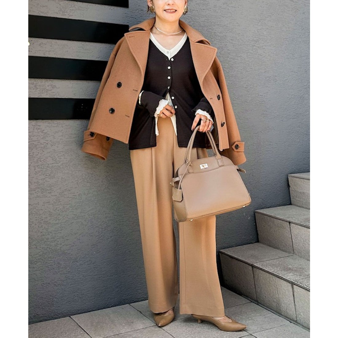 ノーリーズ NOLLEY'S ウールカシミヤダブルブレストコート （キャメル