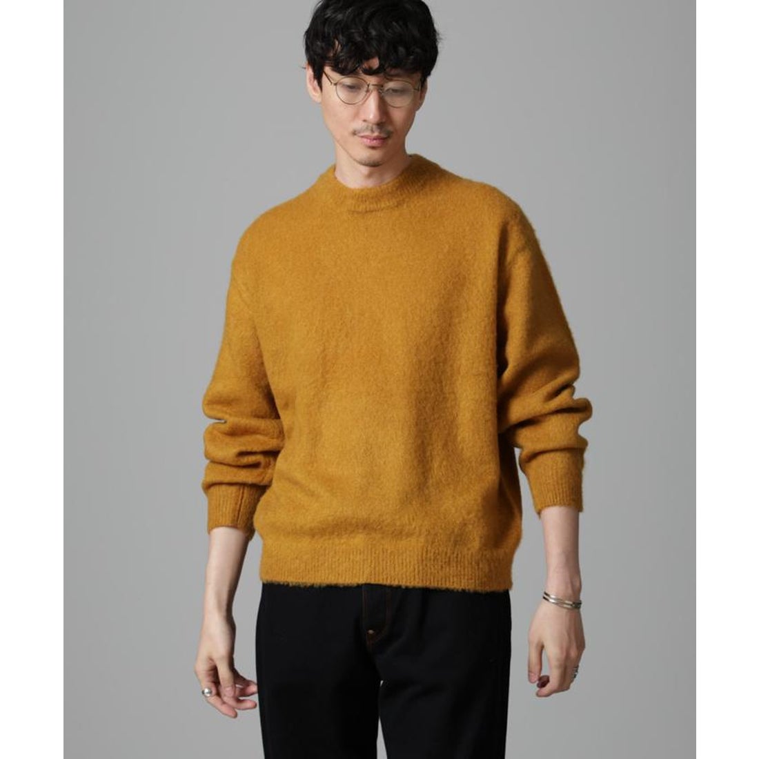 ナノ・ユニバース NANO universe モヘヤブレンド起毛クルーネック