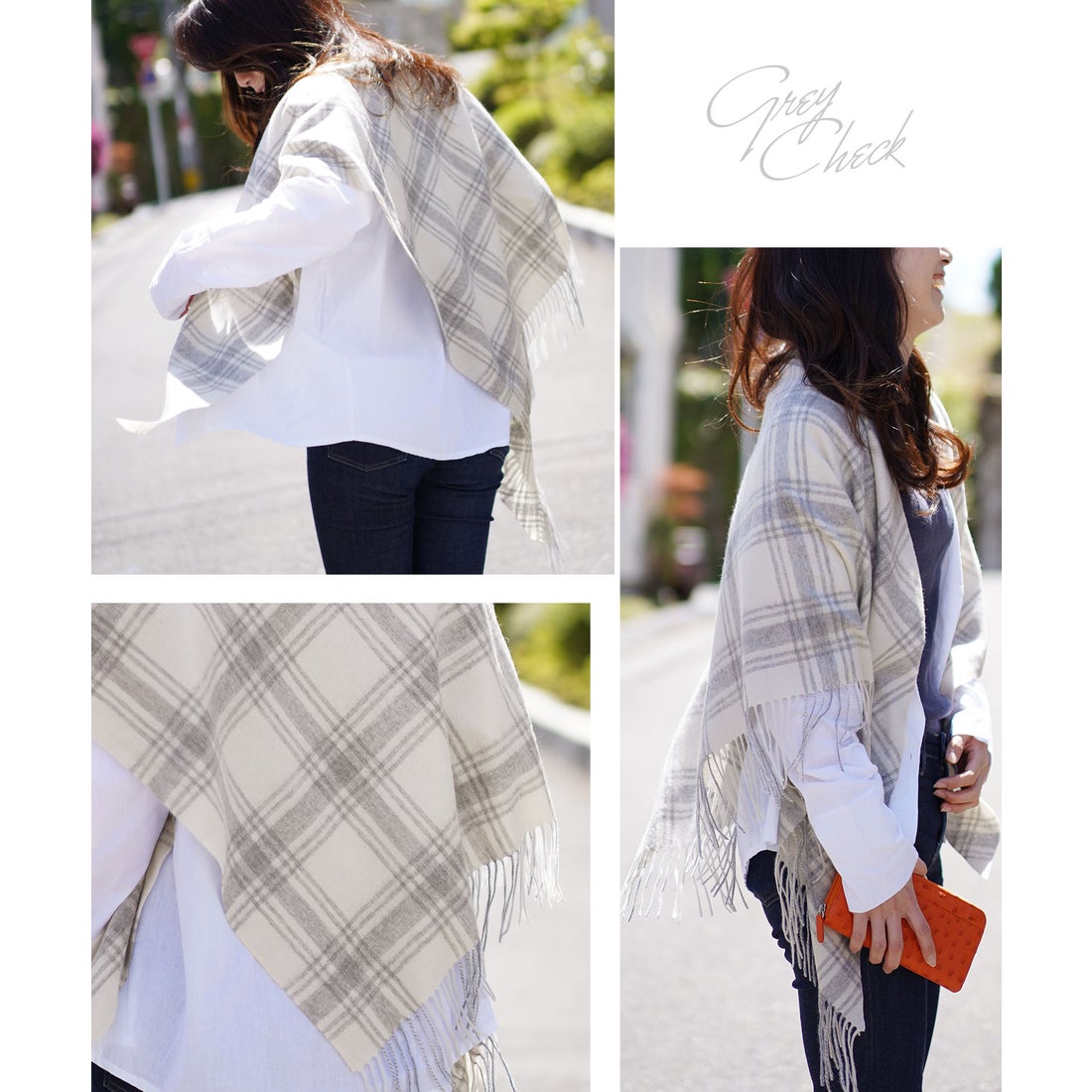 サンキョウショウカイ 三京商会 カシミヤ100%三角ストールフリンジ付き