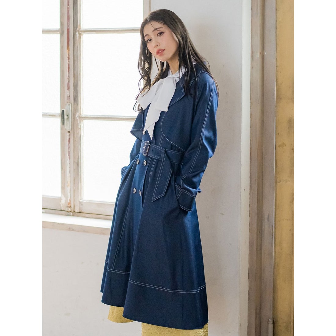 クイーンズコート QUEENS COURT デニムシャンブレートレンチコート
