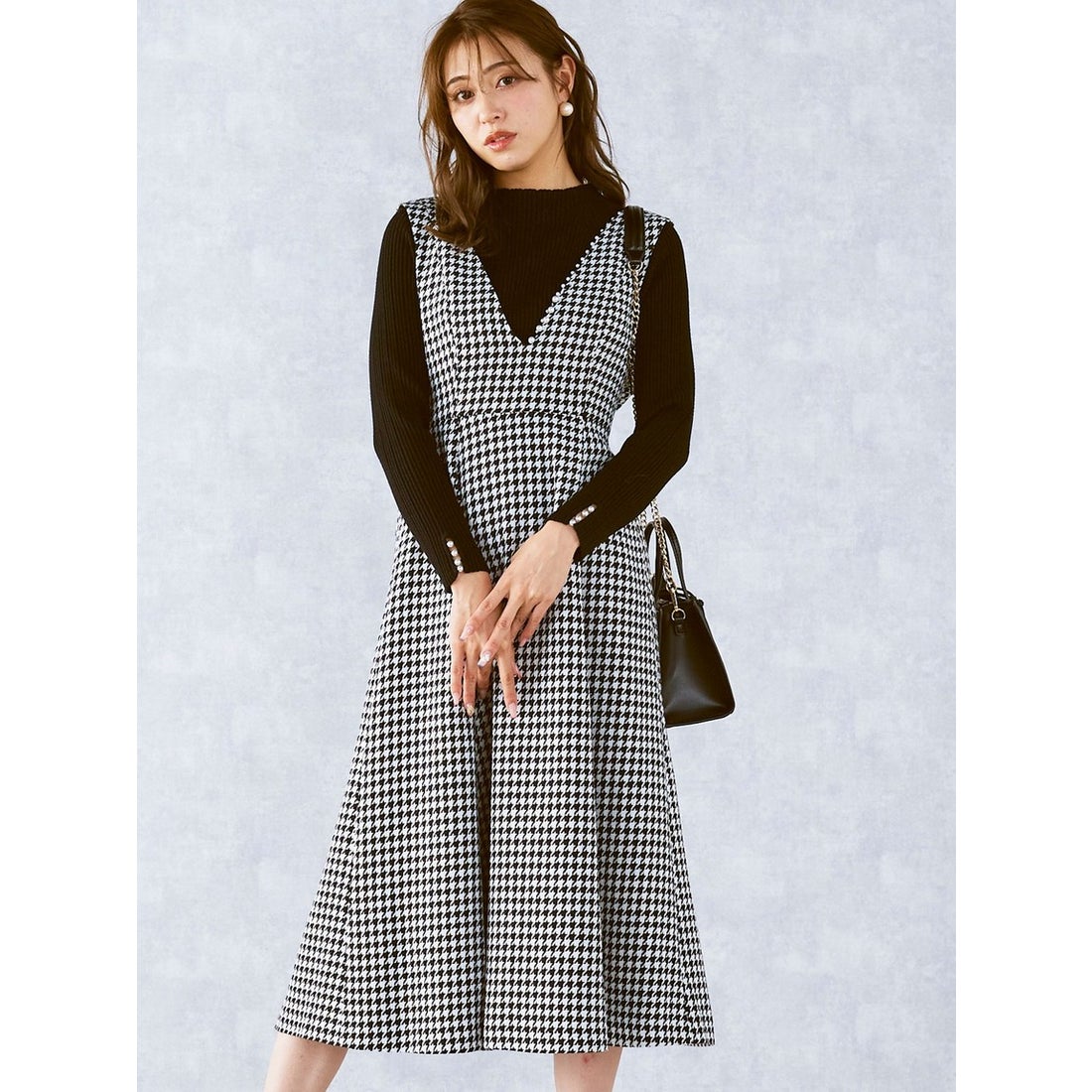 クイーンズコート QUEENS COURT 【大きいサイズ】パール千鳥柄