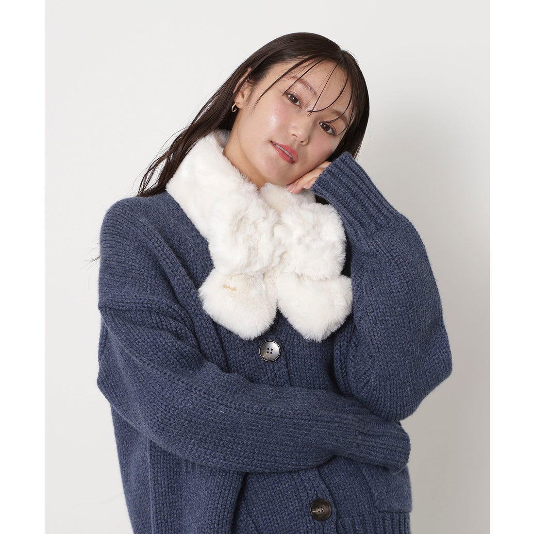 PAUL&JOE ☆2025秋冬新色追加☆リボンフェイクファーマフラー 10×85cm