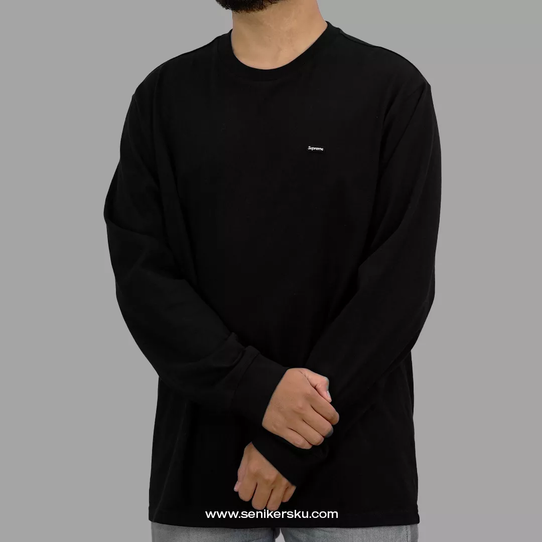 Supreme Long Sleeve Small Box Black Tee | Senikersku