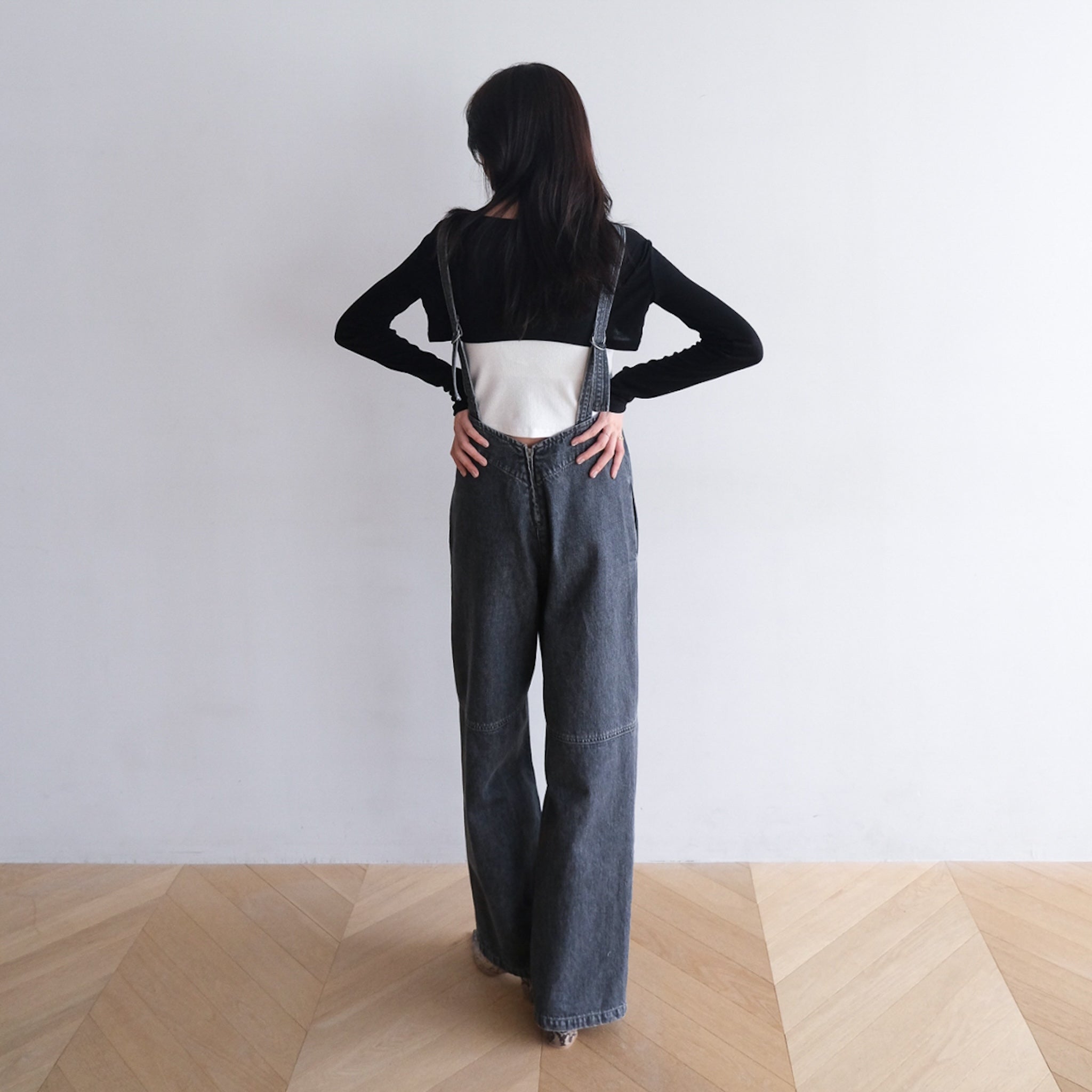 VフロントDenimサロペット