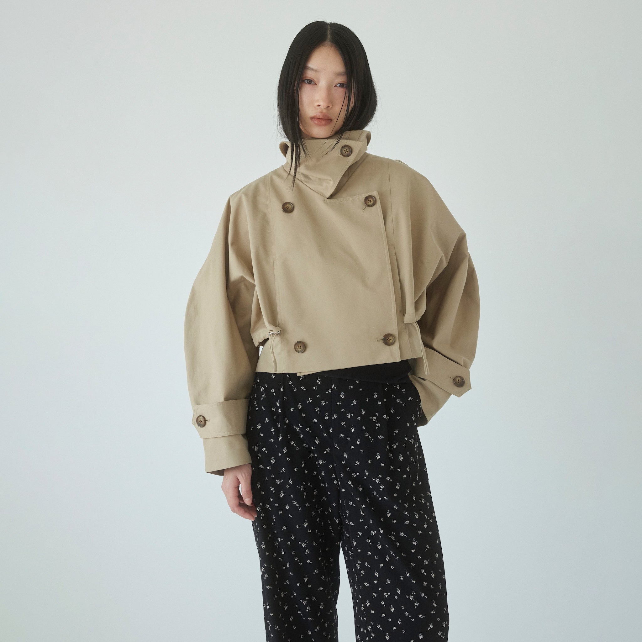 Multi collarショートトレンチコート