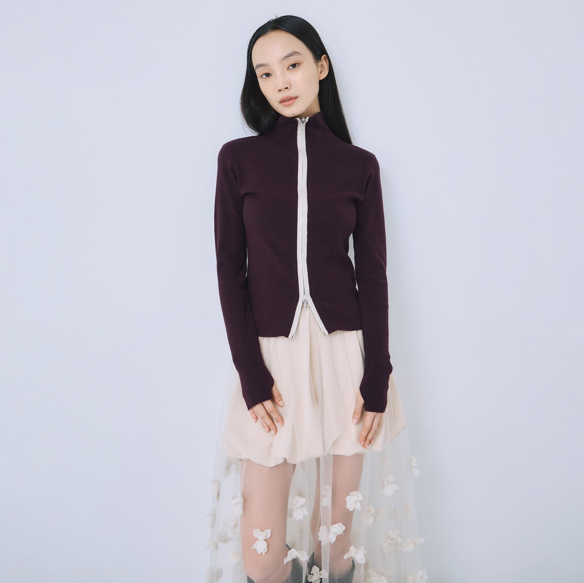 Double Zipバイカラートップス