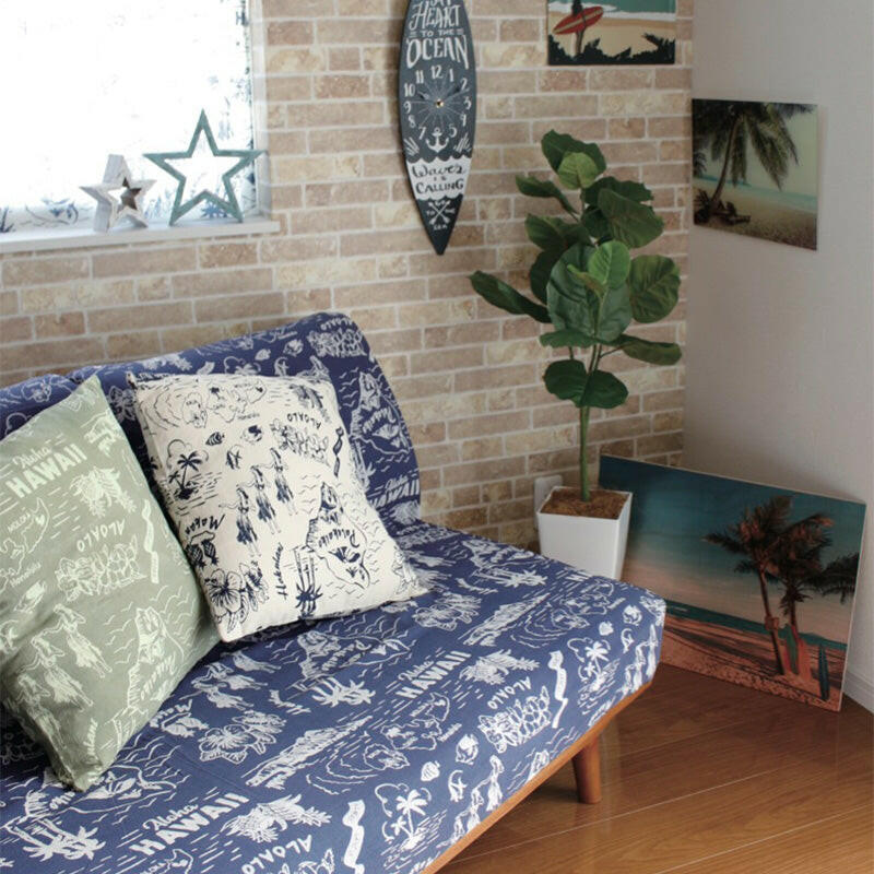 レトロハワイアンイラストクッションカバー 座布団カバー ヴィンテージ