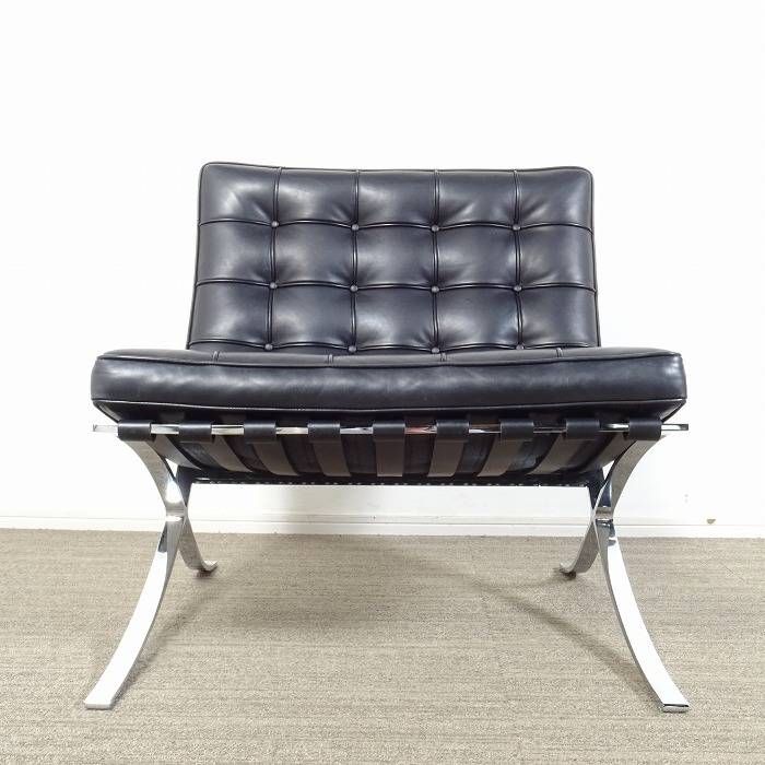 Knoll ノル Barcelona バルセロナ チェア & オットマン 黒本革 入荷