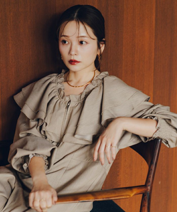 フロントファスナーフリルデザインオールインワン | titivate