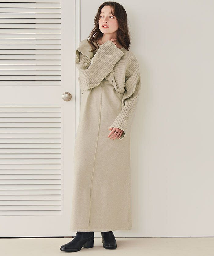 カシュクールリブトップスニットセットワンピース | titivate