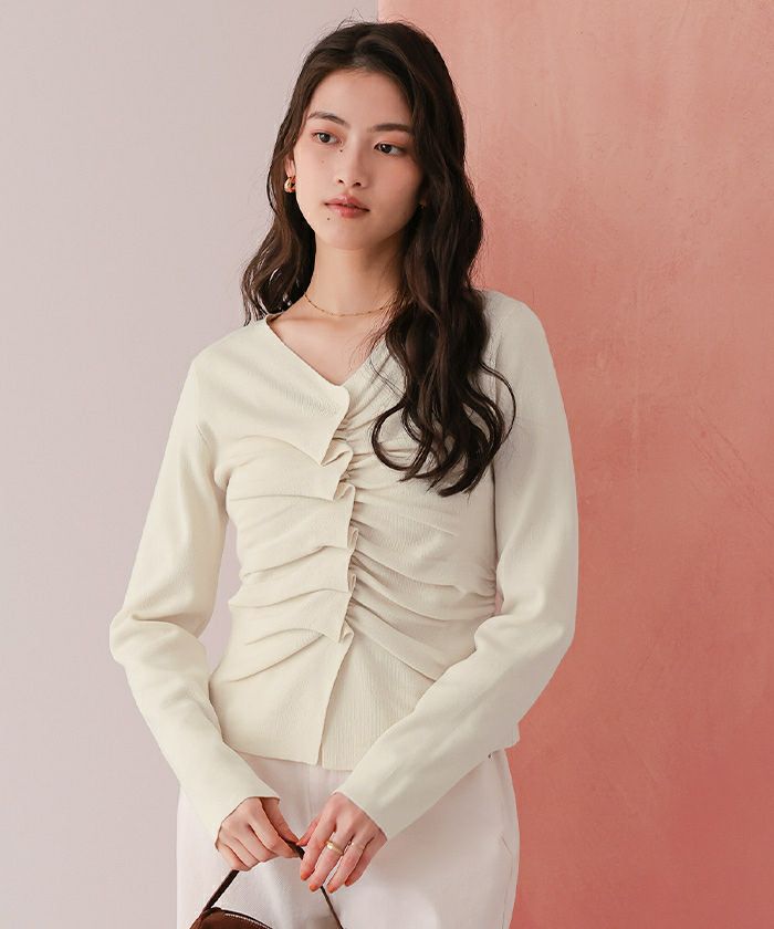 フロントギャザーニットトップス | titivate