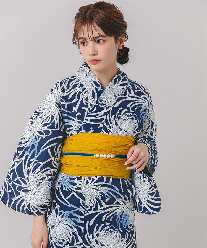 単品]綿麻生地はんなり乱菊柄浴衣 | titivate