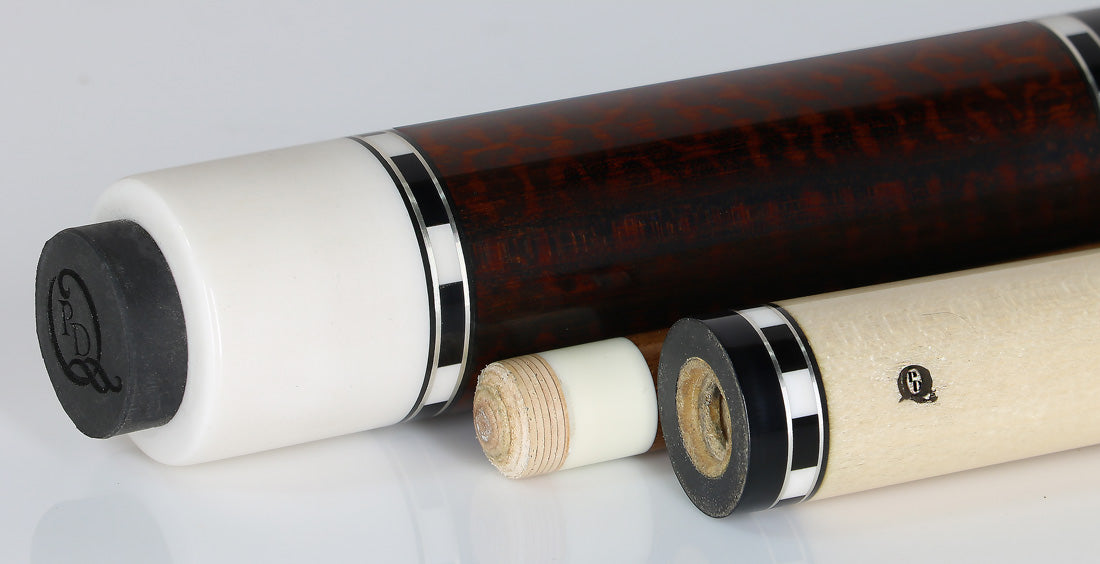Pat Diveney Ebony 6-Point Snakewood Custom Pool Cue with Honey