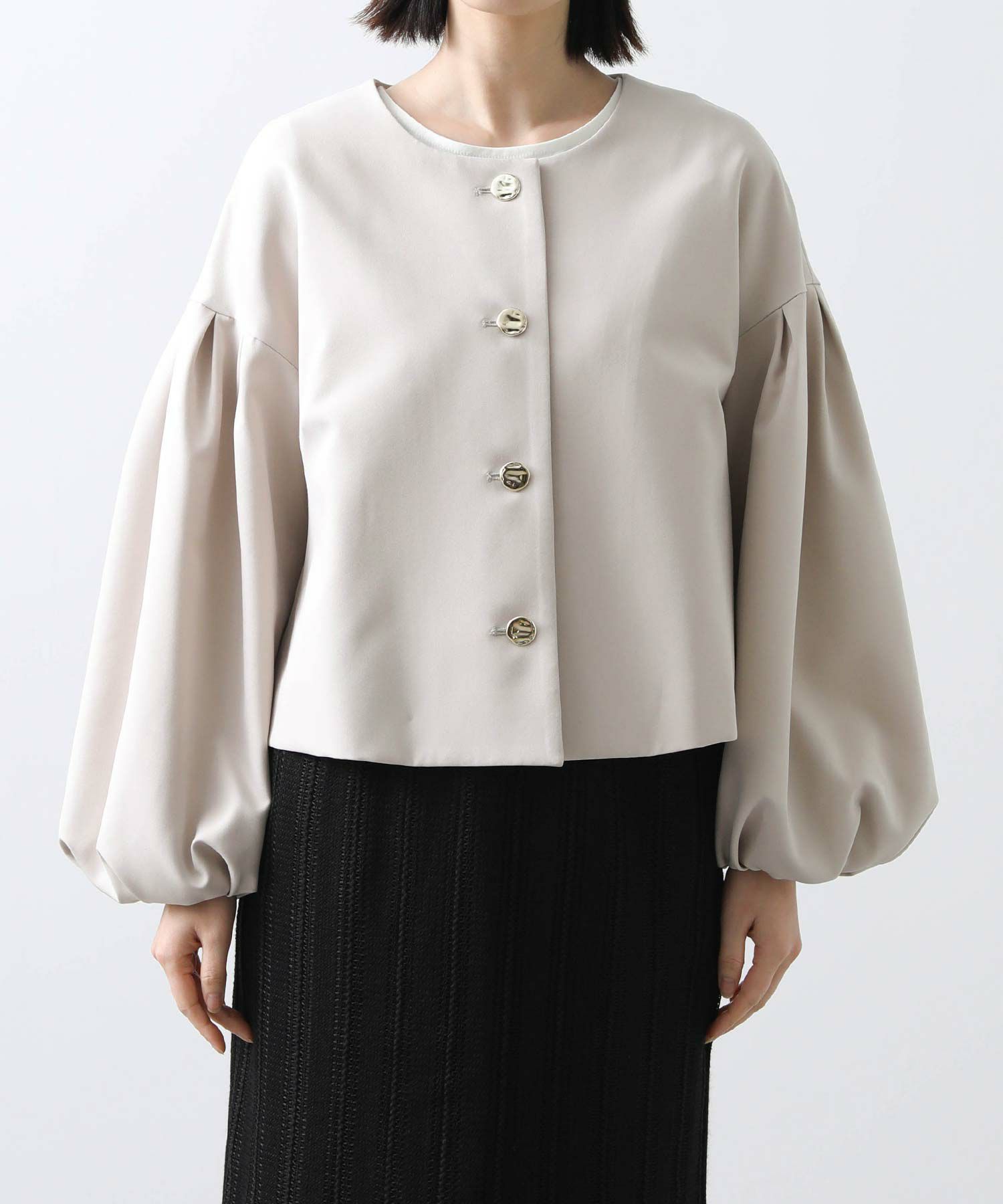 Gready Brilliantf.Wクロスクルーパフスリーブジャケット | SEKIMIKI