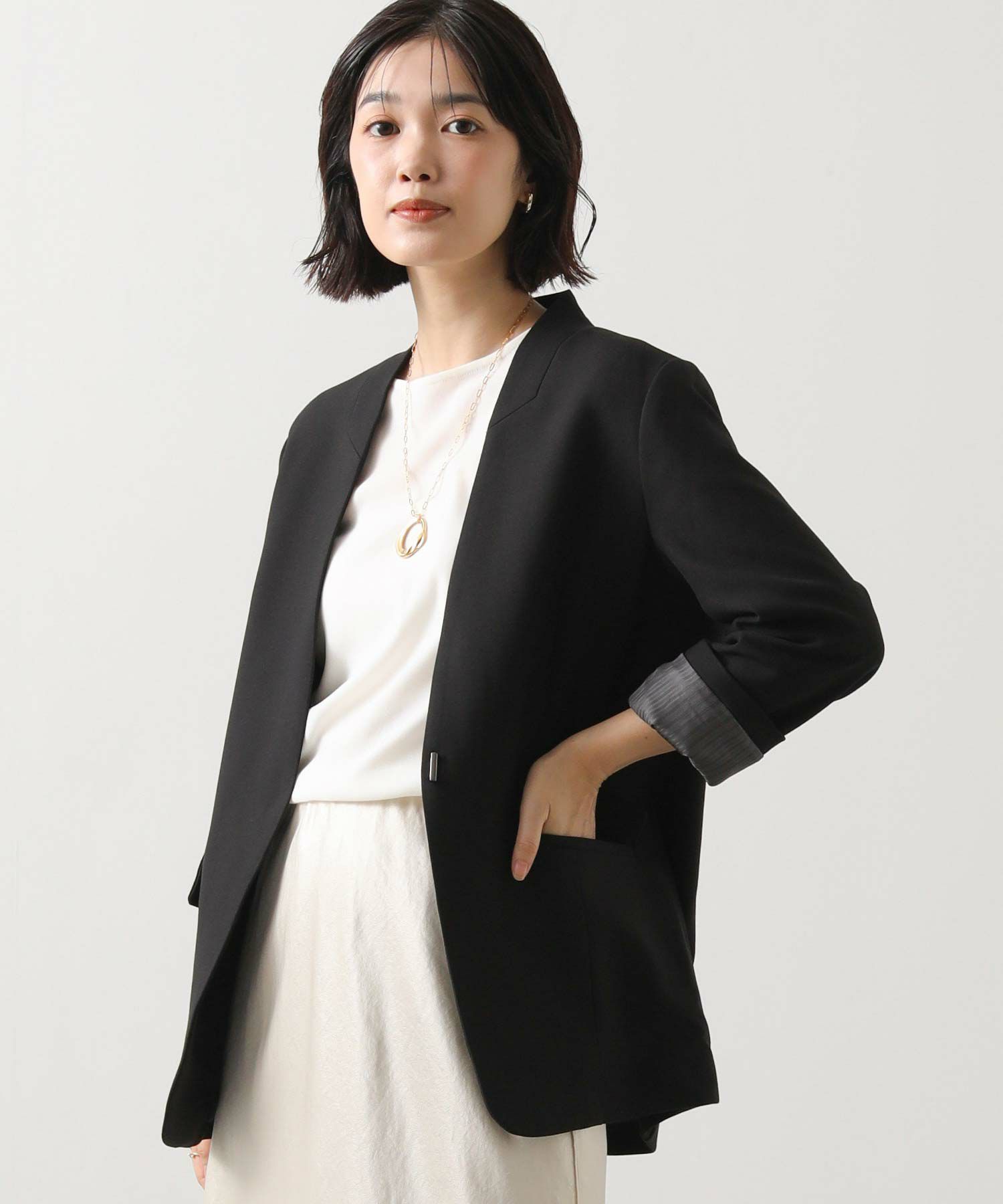 Gready Brilliantノーカラー2wayスリーブジャケット | SEKIMIKI Online