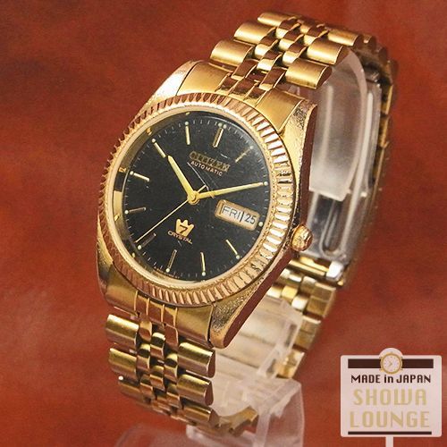 シチズン クリスタルセブン デイデイト 黒文字盤 21石 オートマチック