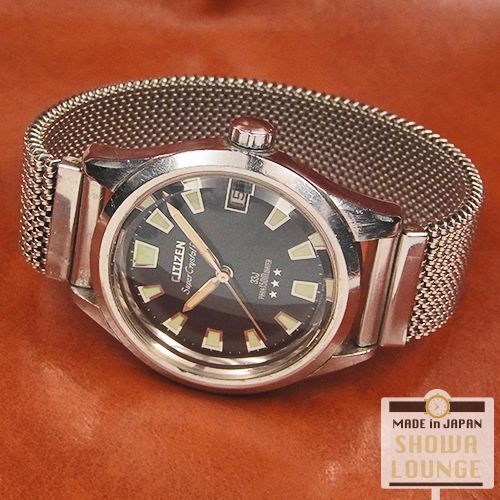 シチズン スーパー クリスタル デイト 三ツ星 33石 黒文字盤 1967年製