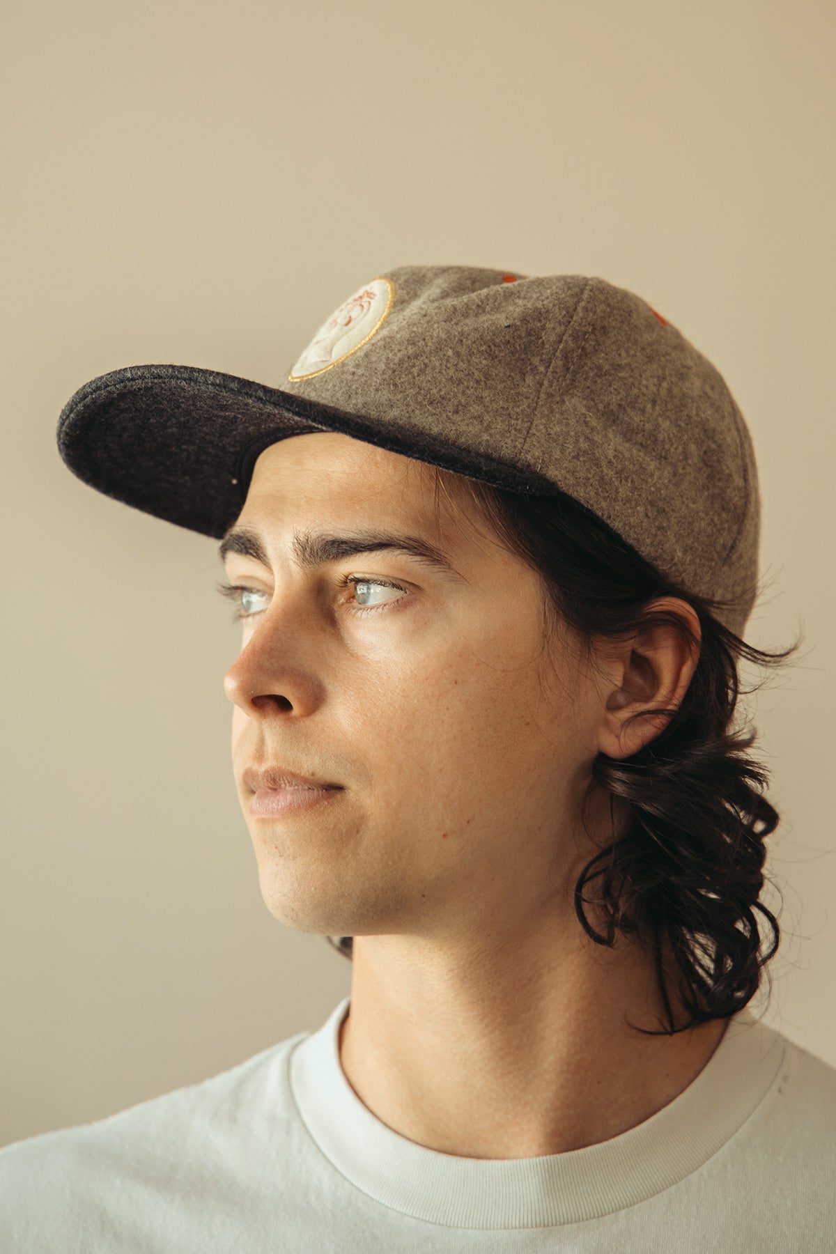 Brain Dead x Brooks Brothers California Wool Logo Cap | Taupe/Grey