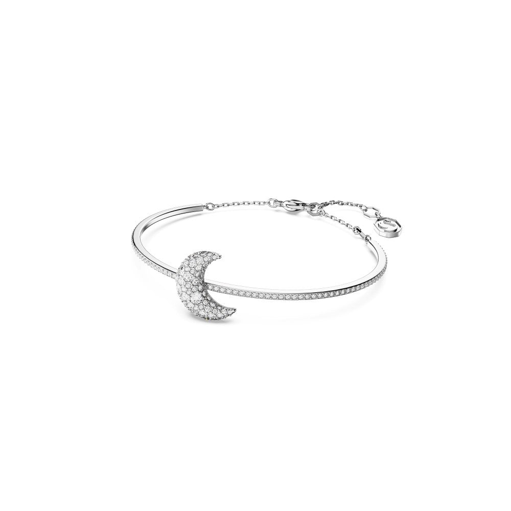 Swarovski Luna Bangle Bracelet - White, Rhodium Plated – ShopCGX