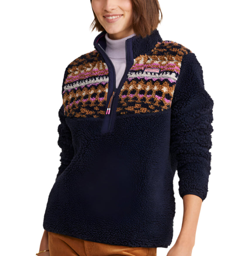 Vineyard Vines Womens Fair Isle Sherpa Quarter Zip Fleece – ShopCGX