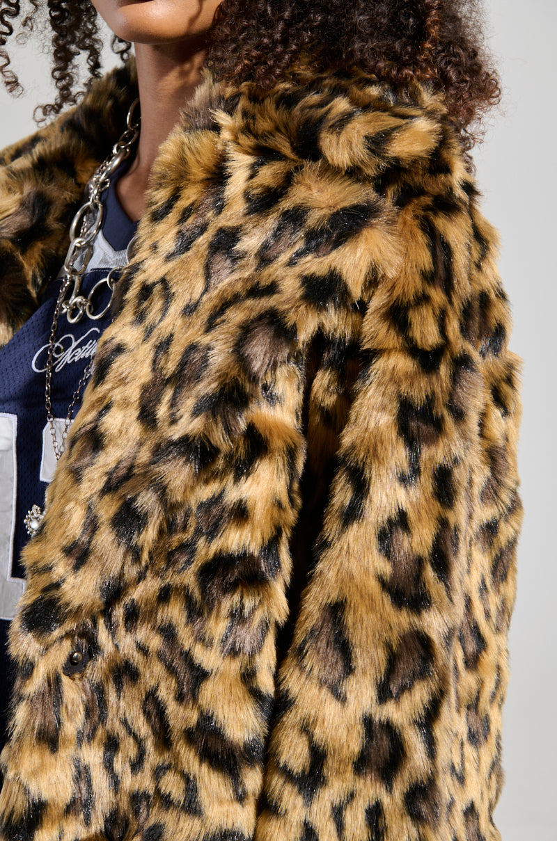 CATTY FAUX FUR LEOPARD COAT – AKIRA
