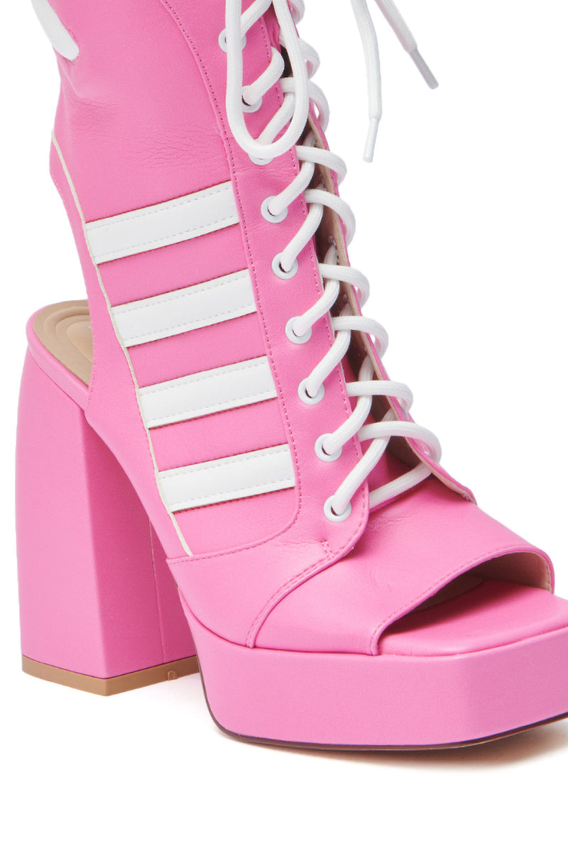 AZALEA WANG PAMINA PINK OPEN TOE SPORTY BOOTIE – AKIRA