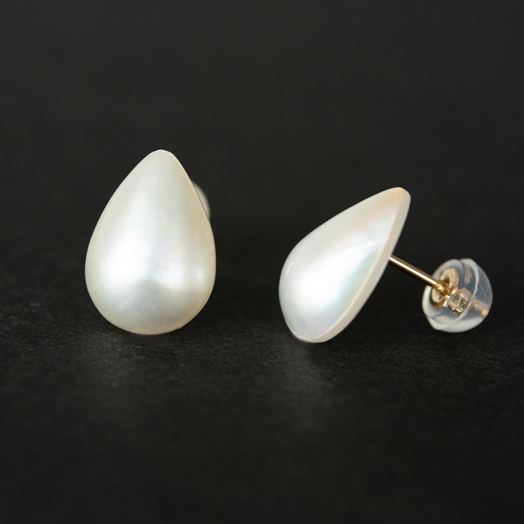 ピアス K18イエローゴールド マベ真珠 マベパール(雫/しずく/ドロップ