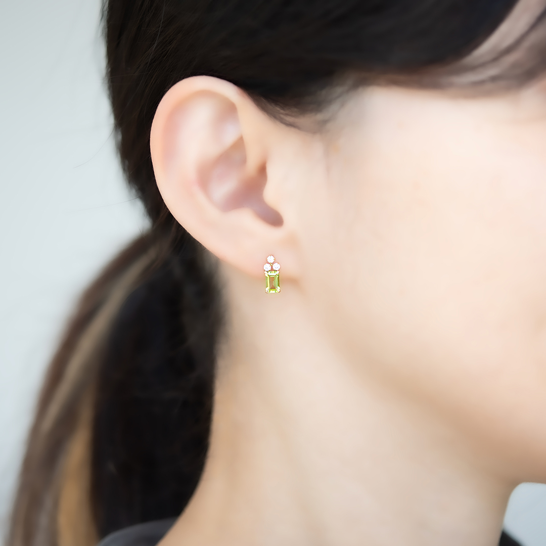 ピアス K10イエローゴールド ペリドット キュービックジルコニア