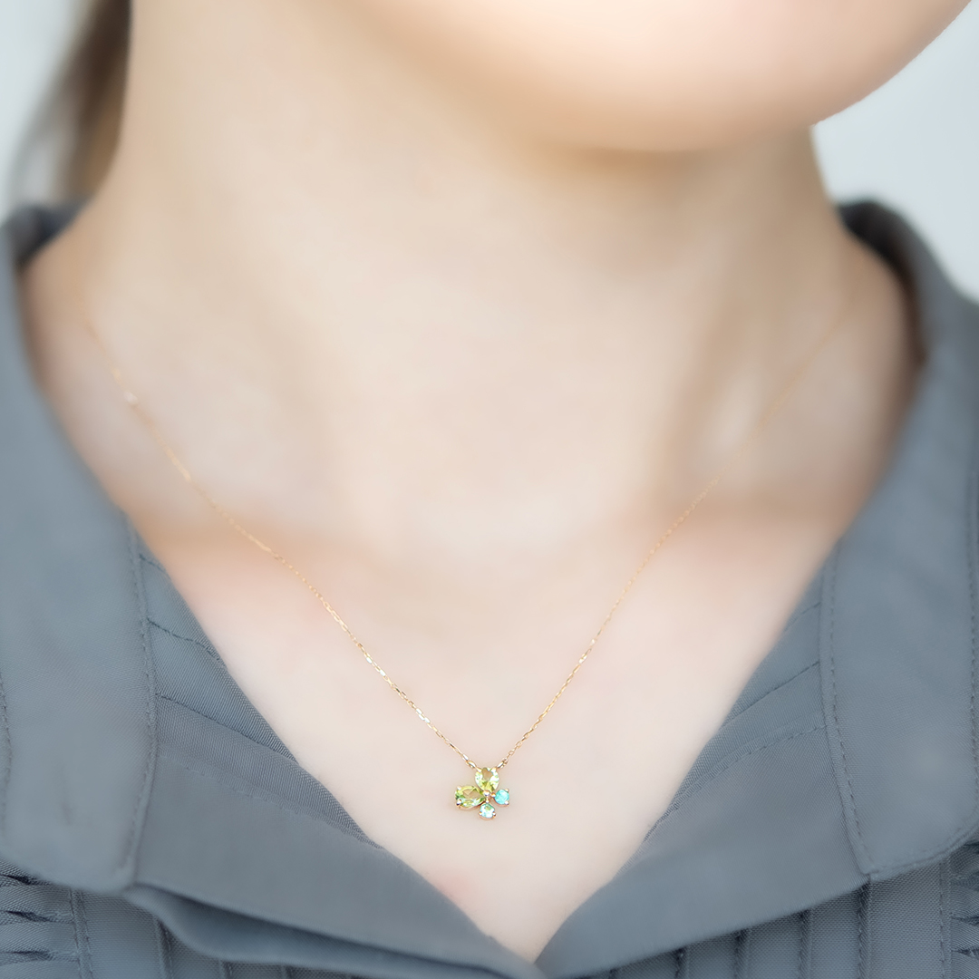 ネックレス K10イエローゴールド ペリドット エメラルド アクセサリー