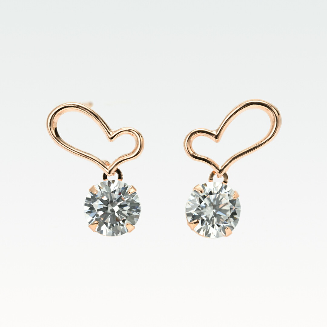 ピアス K10ピンクゴールド キュービックジルコニア (ハート